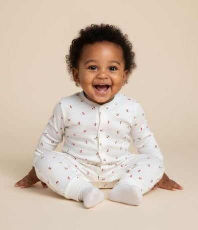 Mono Infantil en Suedine con Estampa de Cereza - Talle RN a 18 Meses