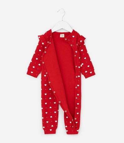 Mono Infantil con Estampa de Corazones y Canelado - Talle RN a 18 Meses 3