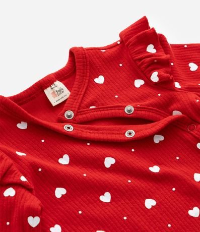 Mono Infantil con Estampa de Corazones y Canelado - Talle RN a 18 Meses 7