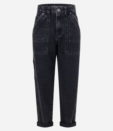 Pantalón Mom Jeans con Bolsillo Carpinteiro y Detalle Desteñido 5