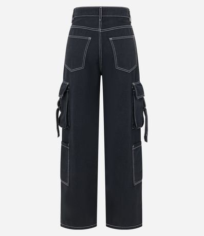 Pantalón Recto en Sarga con Bolsillo Cargo y Lazo 6