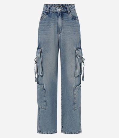Pantalón Recto en Jeans con Bolsillos Cargo 5