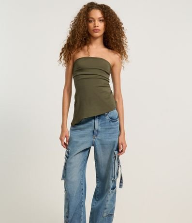 Pantalón Recto en Jeans con Bolsillos Cargo 2