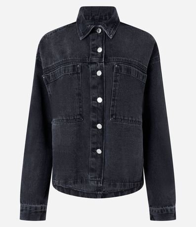 Camisa Jeans con Recortes y Bolsillos Grandes