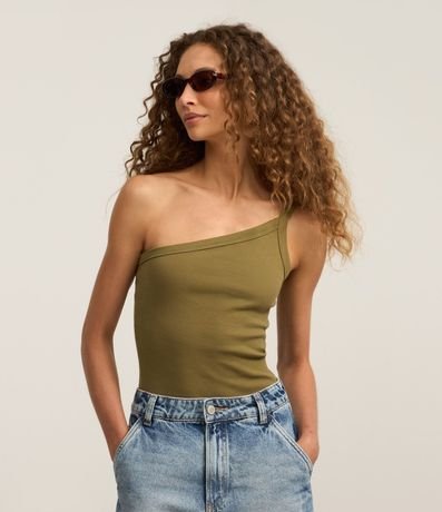Blusa de un Hombro en Rib con Textura Leve 2
