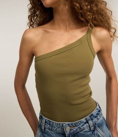 Blusa de un Hombro en Rib con Textura Leve 4