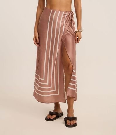 Salida de Playa pollera Traspasada Satinada con Estampa de Rayas 2