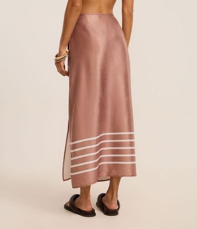 Salida de Playa pollera Traspasada Satinada con Estampa de Rayas 4