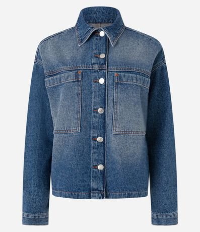 Camisa Overshirt en Jeans con Bolsillos Delanteros 5