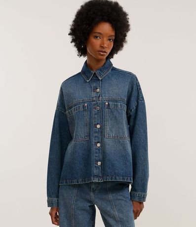 Camisa Overshirt en Jeans con Bolsillos Delanteros 3
