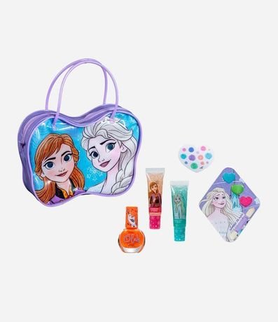 Kit Bolso Frozen Esmalte + 02 Gloss + Trio Sombras + Stickers