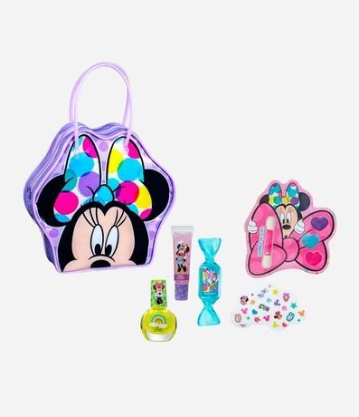 Kit Bolso Minnie Esmalte + Gloss + Lip + Trio Sombras + Stickers