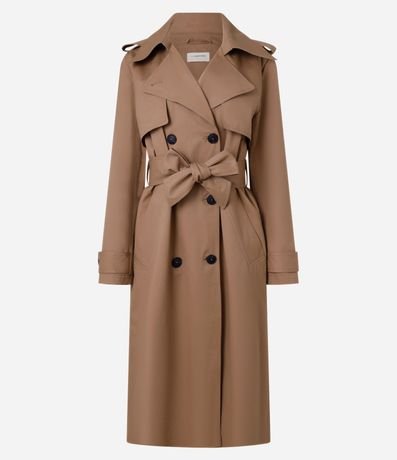 Trench Coat Alargado en Gabardine con Cinta para Lazo 13
