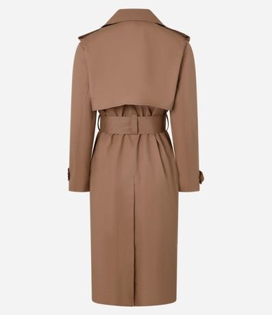 Trench Coat Alargado en Gabardine con Cinta para Lazo 12