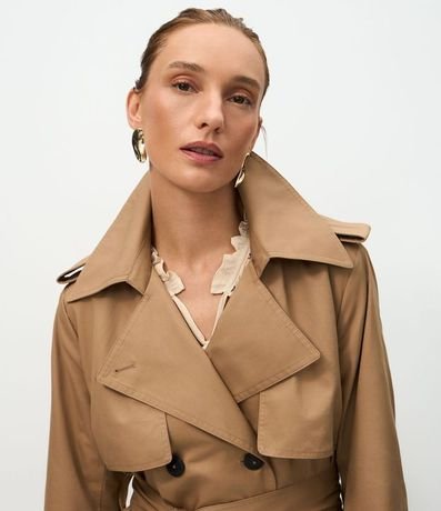 Trench Coat Alargado en Gabardine con Cinta para Lazo 10