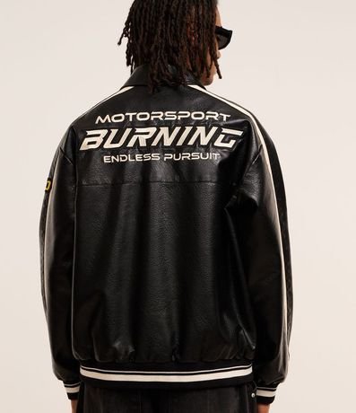 Campera Boxy Racing en PU con Estampa Lettering 9