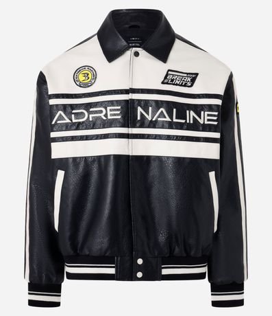 Campera Boxy Racing en PU con Estampa Lettering 11