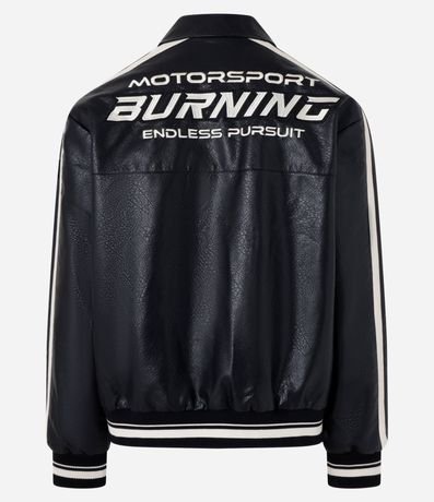 Campera Boxy Racing en PU con Estampa Lettering 13