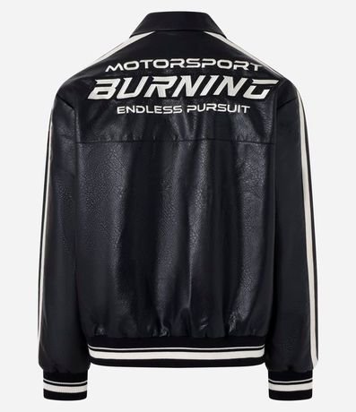 Campera Boxy Racing en PU con Estampa Lettering 14