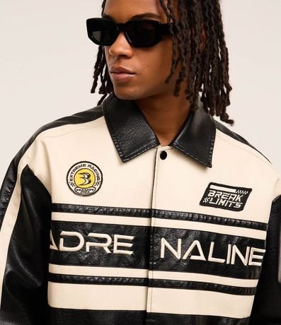 Campera Boxy Racing en PU con Estampa Lettering 5