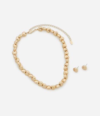 Conjunto de Collar Corto y Caravana Botón con Beads de Corazón Bold 2