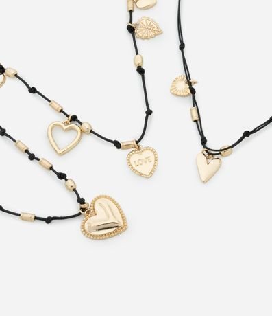 Maxi Collar Capas con Cadena Encerrada y Colgantes de Corazón 2