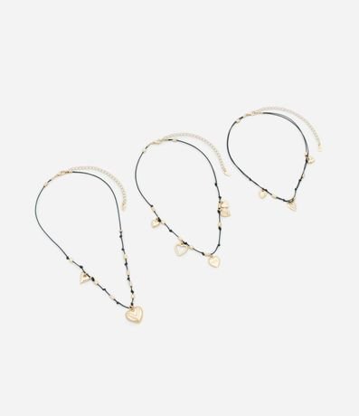 Maxi Collar Capas con Cadena Encerrada y Colgantes de Corazón 3