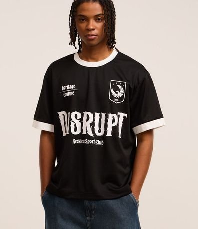Remera Boxy Deportiva con Estampa Lettering