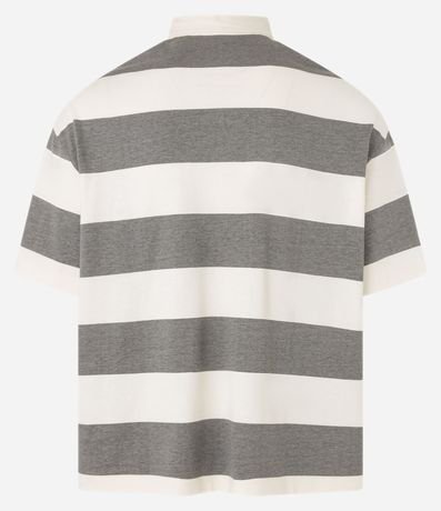 Camisa Polo Oversized en Algodón con Estampa Lettering y Rayas 7