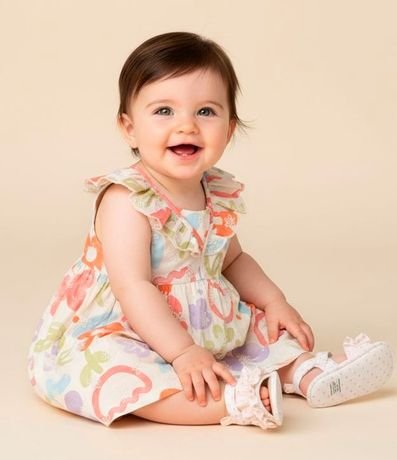 Vestido Infantil en Tricolina con Volados y Bombacha - Talle 3 a 18 meses