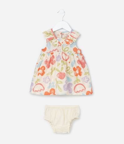 Vestido Infantil en Tricolina con Volados y Bombacha - Talle 3 a 18 meses 2