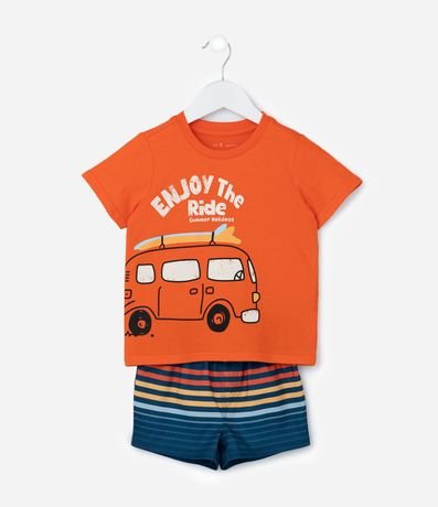 Conjunto Infantil con Estampa de Kombi y Lettering Enjoy The Ride - Talle 1 a 6 años