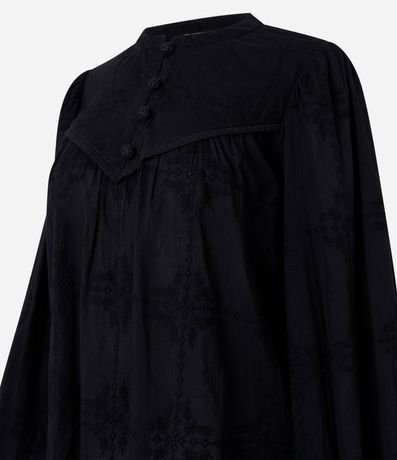 Blusa Bata Boho en Voile con Cuello Padre y Recorte en el Busto 7