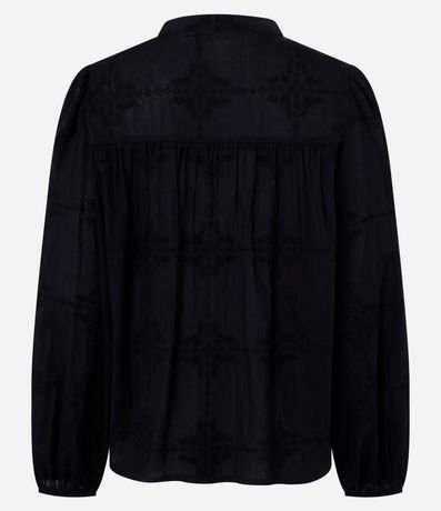 Blusa Bata Boho en Voile con Cuello Padre y Recorte en el Busto 8