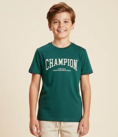 Remera Infantil con Estampa Relieve Champion - Talle 5 a 14 años