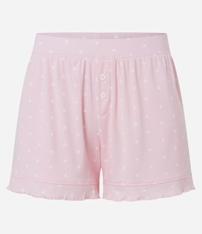 Short de Pijama en Rib con Estrampa de Corazón y Volados 5