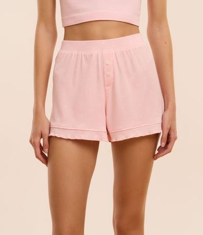 Short de Pijama en Rib con Estrampa de Corazón y Volados 2