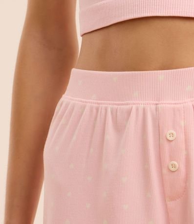Short de Pijama en Rib con Estrampa de Corazón y Volados 4