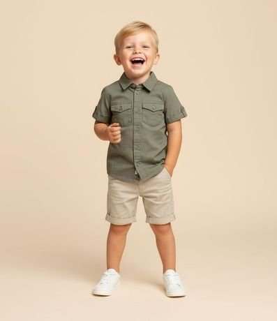 Bermuda Infantil en Sarga con Bolsillo Cuchillo - Talle 1 a 6 años