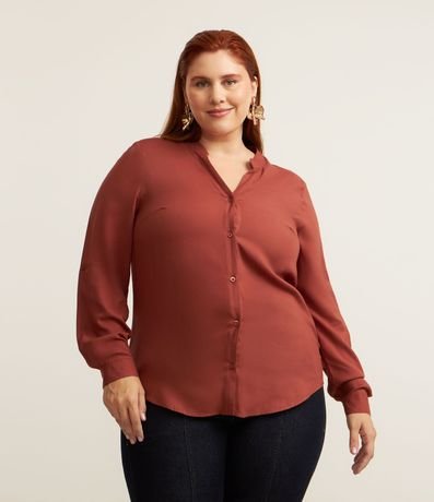 Camisa en Viscosa con Escote V Curve & Plus Size