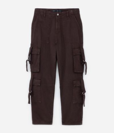 Pantalón Recto Loose en Sarga con Hebillas y Bolsillos Cargo 5
