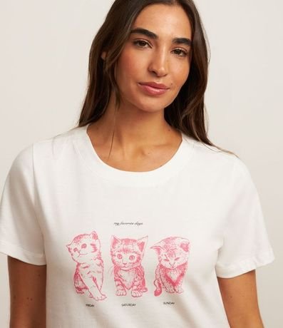 Pijama Largo en Algodón Estampa de Cuadros y Gatitos 2