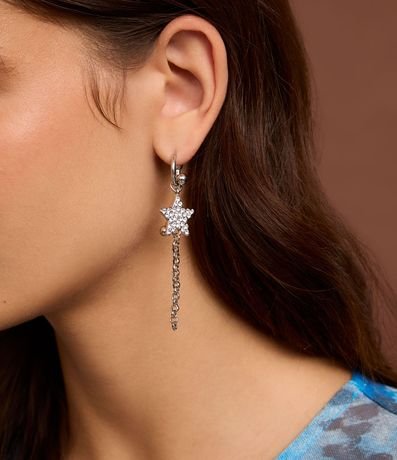 Caravana Aro Asimétrico con Colgante de Estrella y Piercing con Spikes y Strass 5