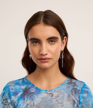 Caravana Aro Asimétrico con Colgante de Estrella y Piercing con Spikes y Strass 6