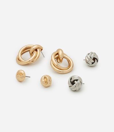 Kit 03 caravanas botón en Metal nudo 2