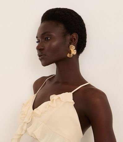 Caravana Mediana en Metal con Forma de Media Flor Texturizadas 4