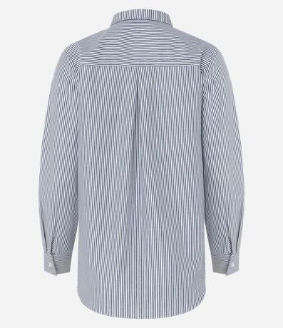 Camisa en Tricolina con Abotonado y Estampa Rayas en Hilo Teñido 2