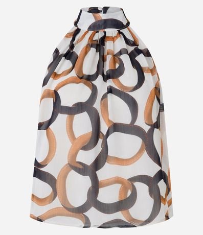 Blusa Cuello Halter en Chiffon con Estampa de Eslabones 6