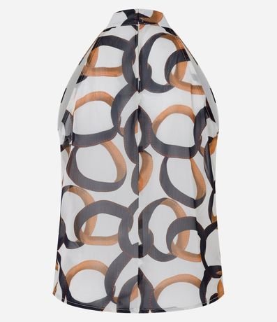 Blusa Cuello Halter en Chiffon con Estampa de Eslabones 7