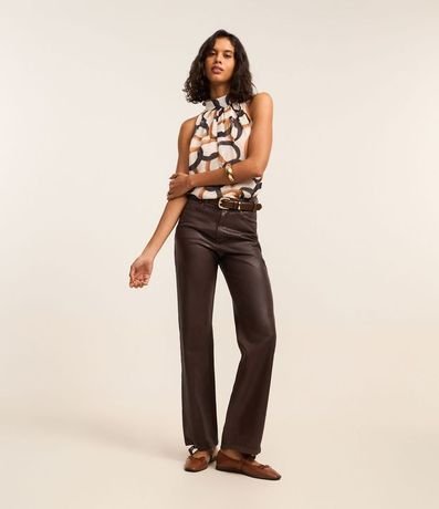 Blusa Cuello Halter en Chiffon con Estampa de Eslabones 2